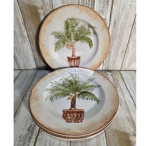 American Atelier‎ Tropical Palm Porcelain Plates Set of 4 Oven Microwave Safe